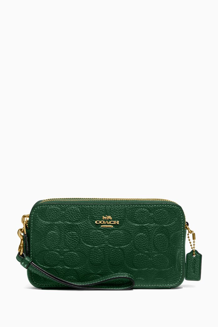 

Kira Crossbody Wallet in Signature Debossed Pebbled Leather, Brown