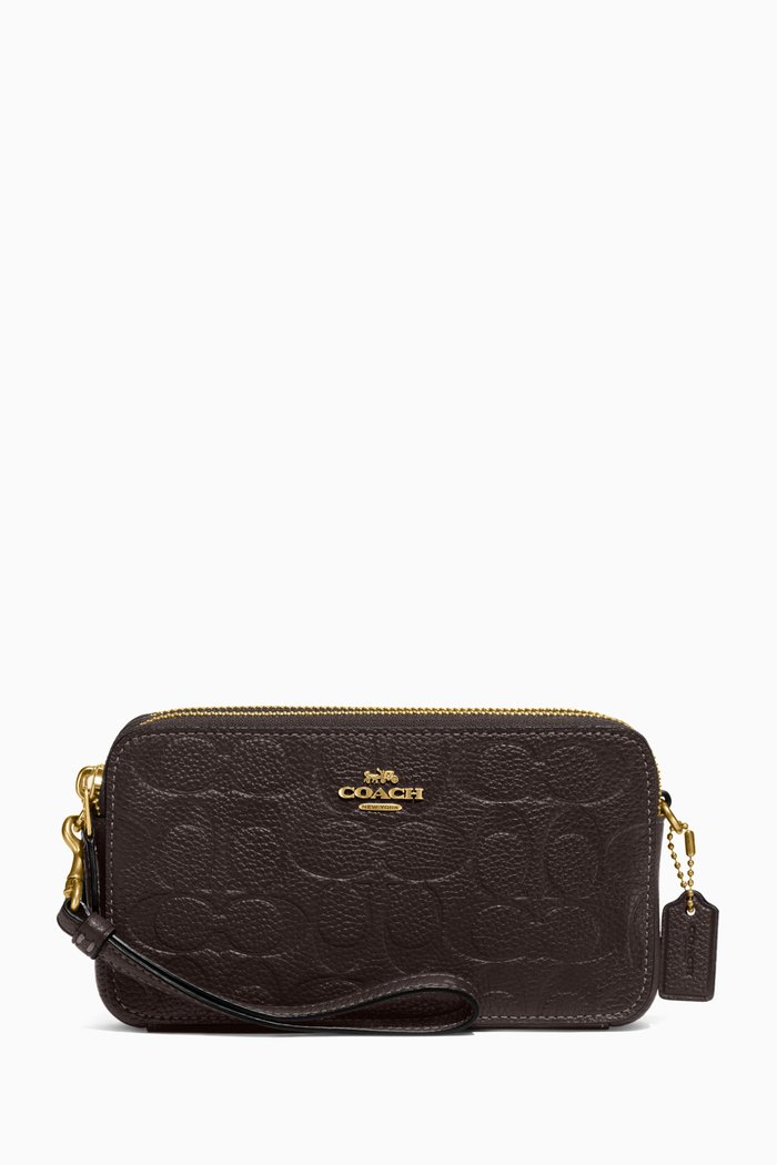 Kira Crossbody Wallet in Signature Debossed Pebbled Leather, Red