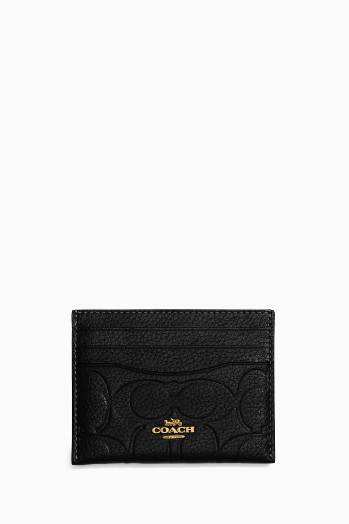 

Card Case in Signature Debossed Pebbled Leather, Black