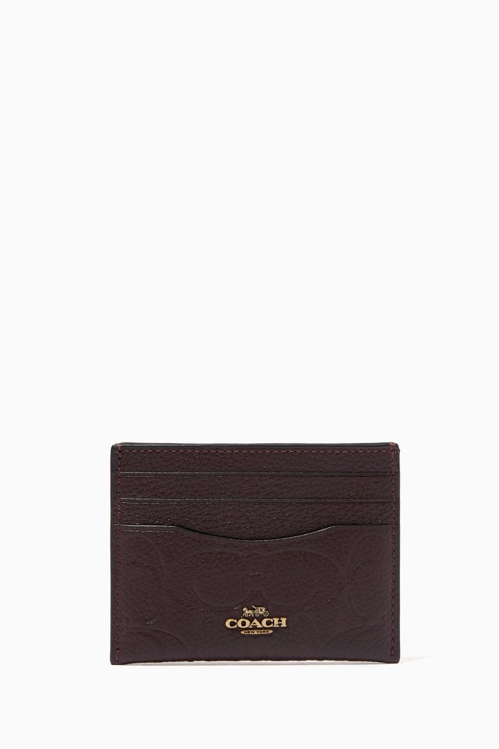 

Card Case in Signature Debossed Pebbled Leather, Red