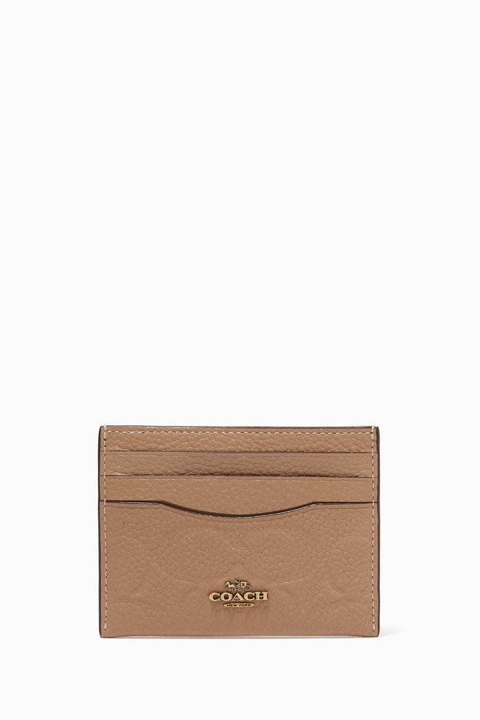

Card Case in Signature Debossed Pebbled Leather, Brown