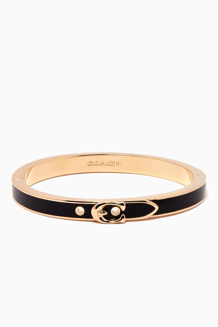 

Signature Thin Buckle Bangle in Plated-brass, Gold