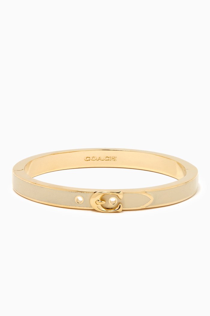 Signature Thin Buckle Bangle in Plated-brass, Gold