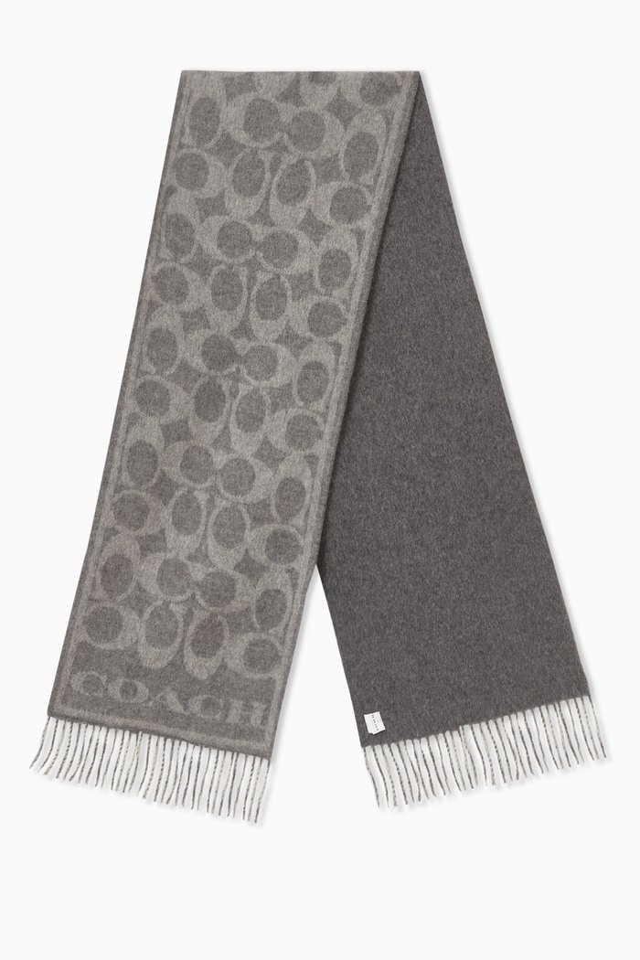 Reversible Signature Muffler in Cashmere, Grey