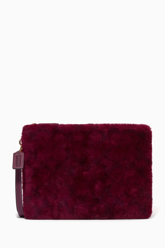 

Charter Pouch in Signature Shearling & Leather, Purple