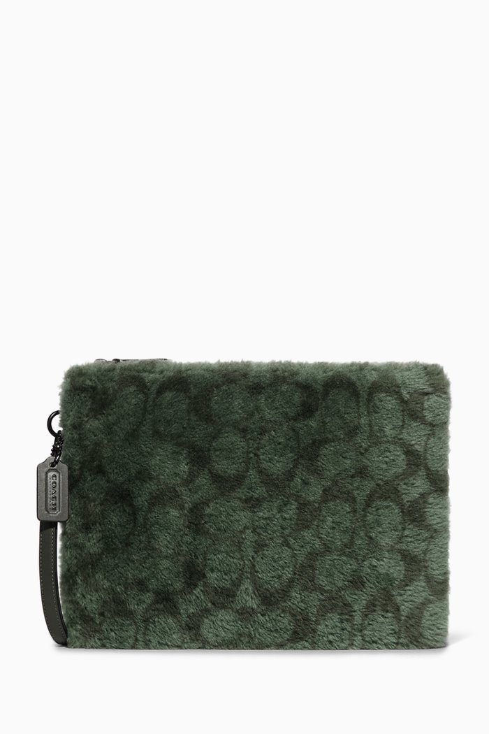 

Charter Pouch in Signature Shearling & Leather, Green