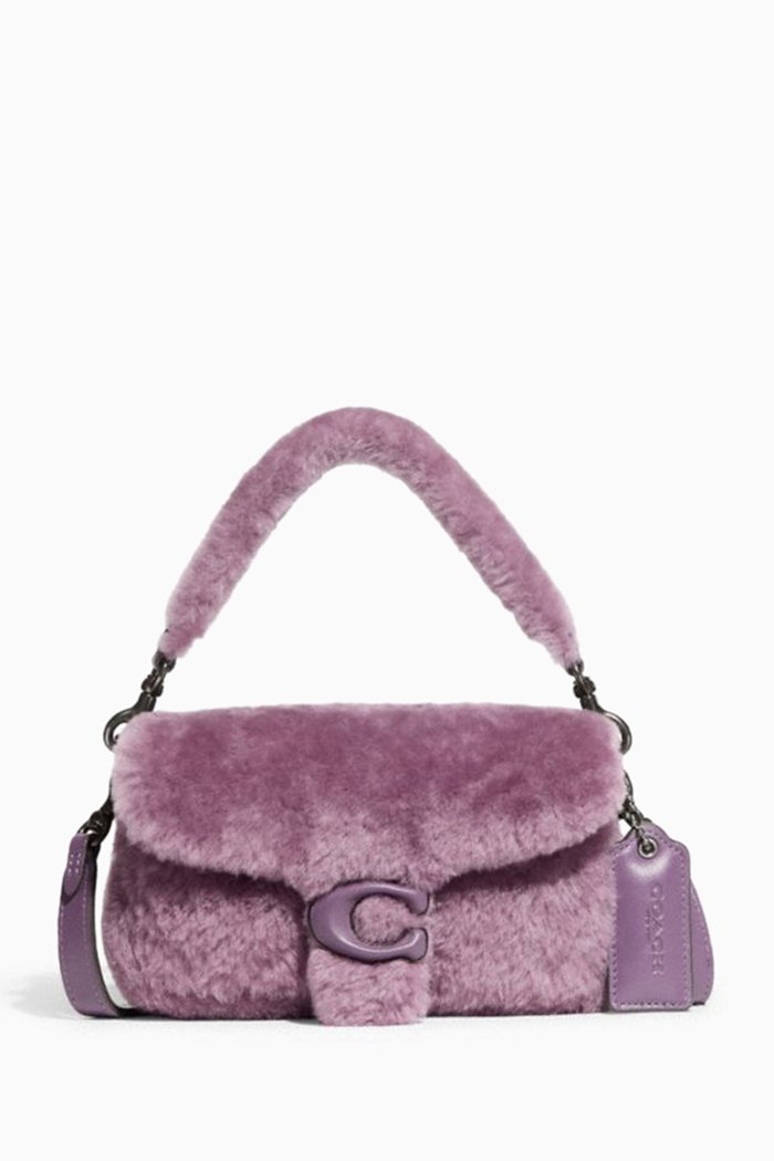 

Pillow Tabby Shoulder Bag 18 in Shearling & Leather, Purple