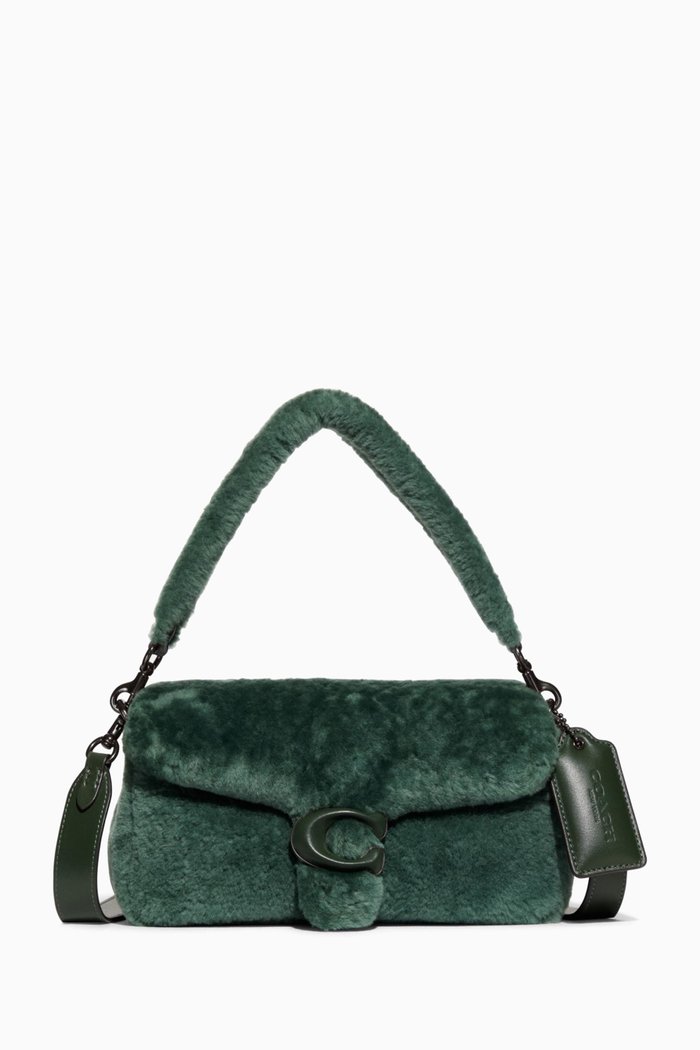 

Pillow Tabby Shoulder Bag 26 in Shearling & Leather, Green