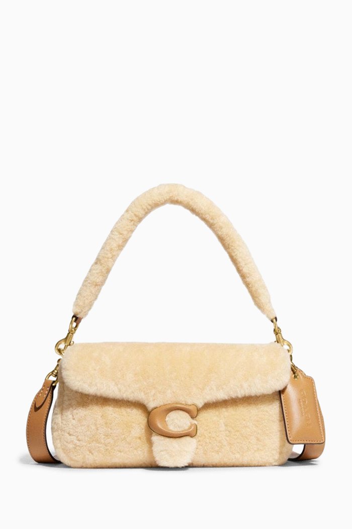 

Pillow Tabby Shoulder Bag 26 in Shearling & Leather, Neutral