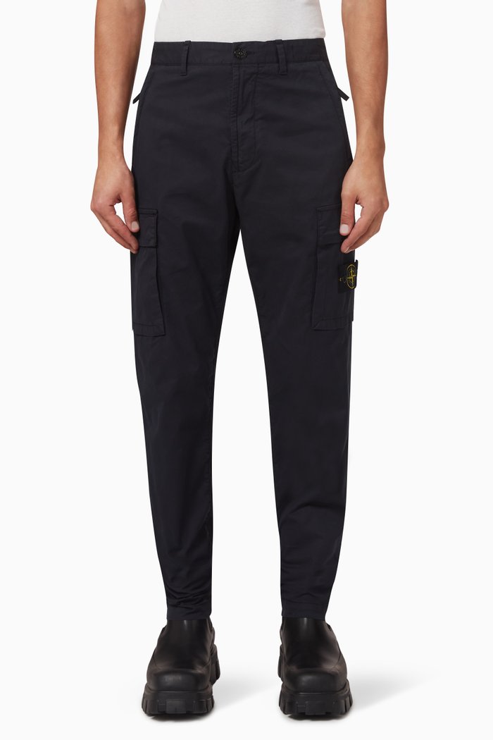 

Logo-badge Cargo Pants in Stretch Cotton-gabardine, Blue
