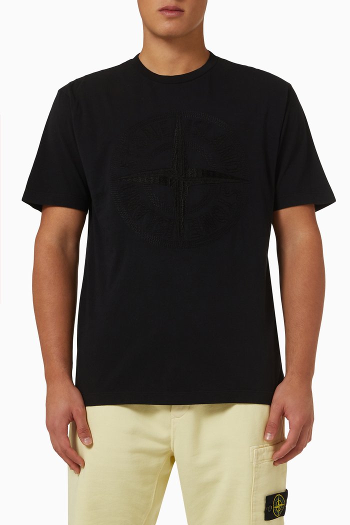 

Embroidered Logo Compass T-shirt in Cotton-jersey, Black