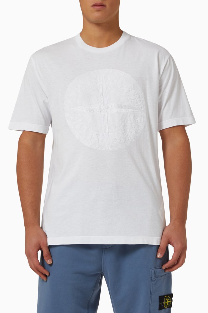 

Embroidered Logo Compass T-shirt in Cotton-jersey, White