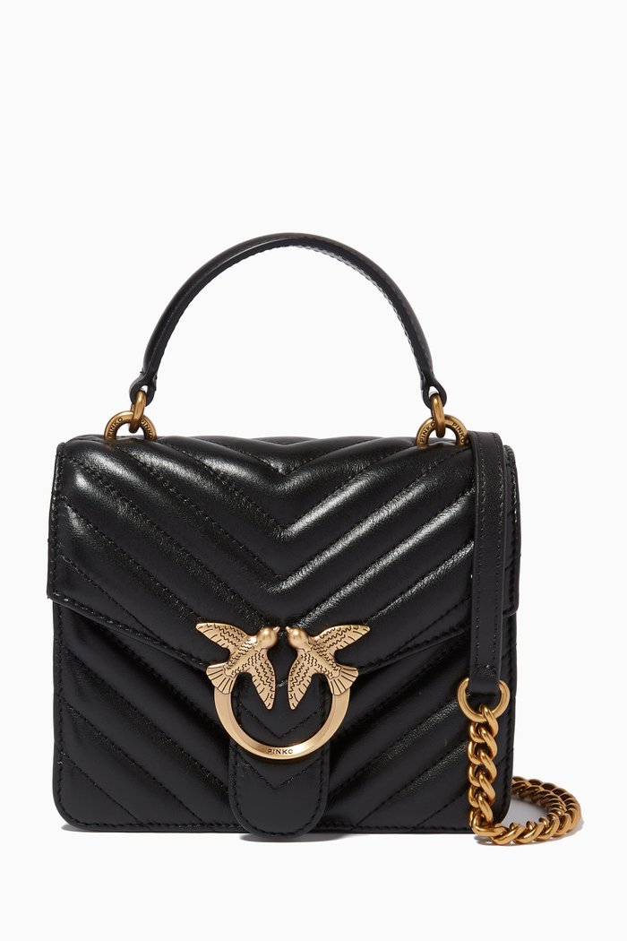 

Mini Love Top Handle Bag in V Quilt Nappa, Black