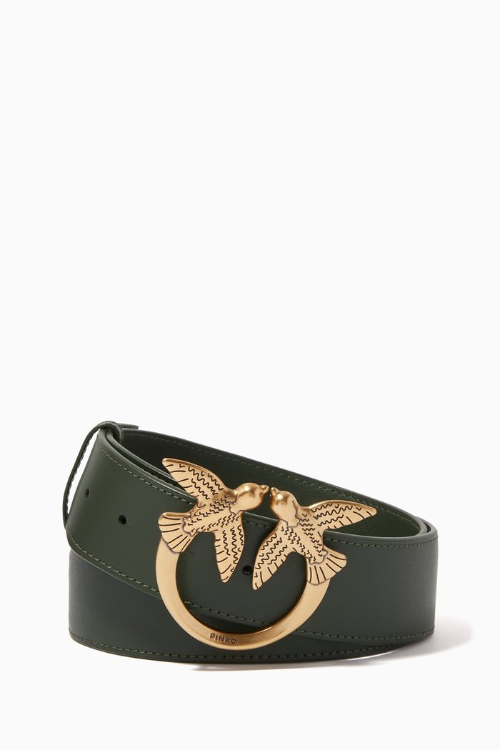 

Love Birds Belt in Leather, Green