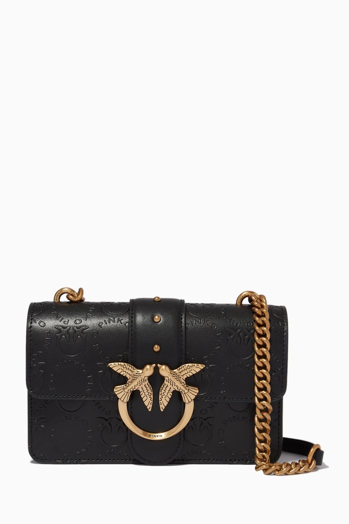 

Mini Love Icon Bag in Monogram Leather, Black