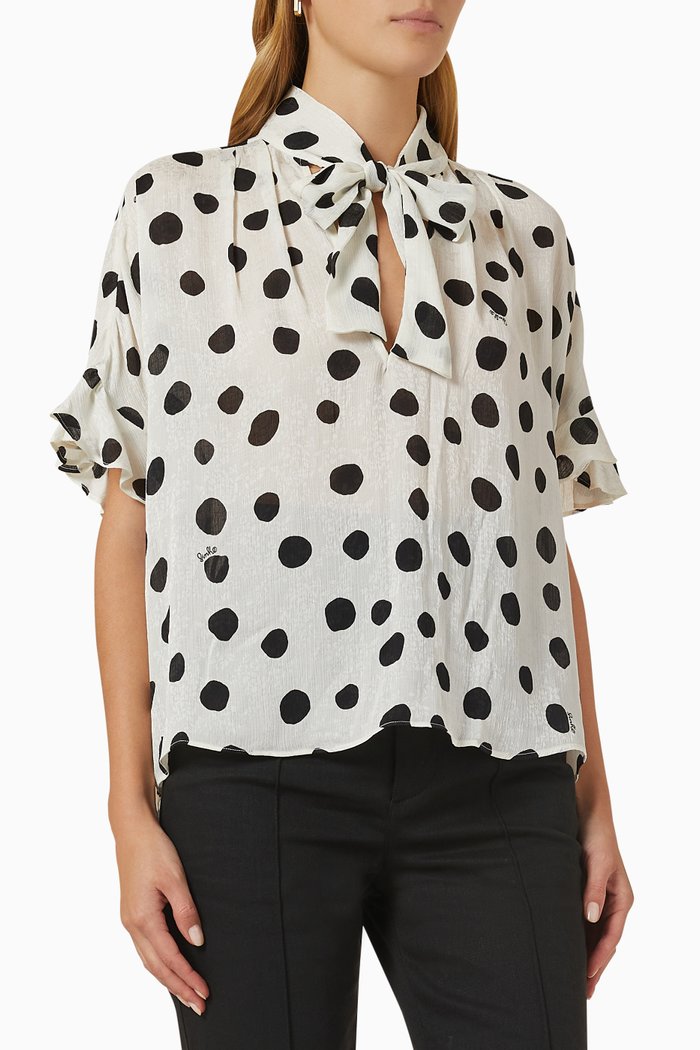 

Beata Polka Dot Blouse, White