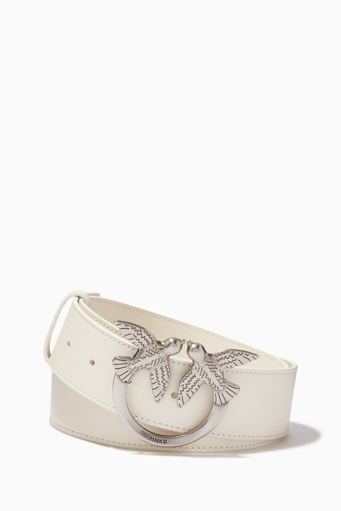 

Love Birds Belt in Leather, White