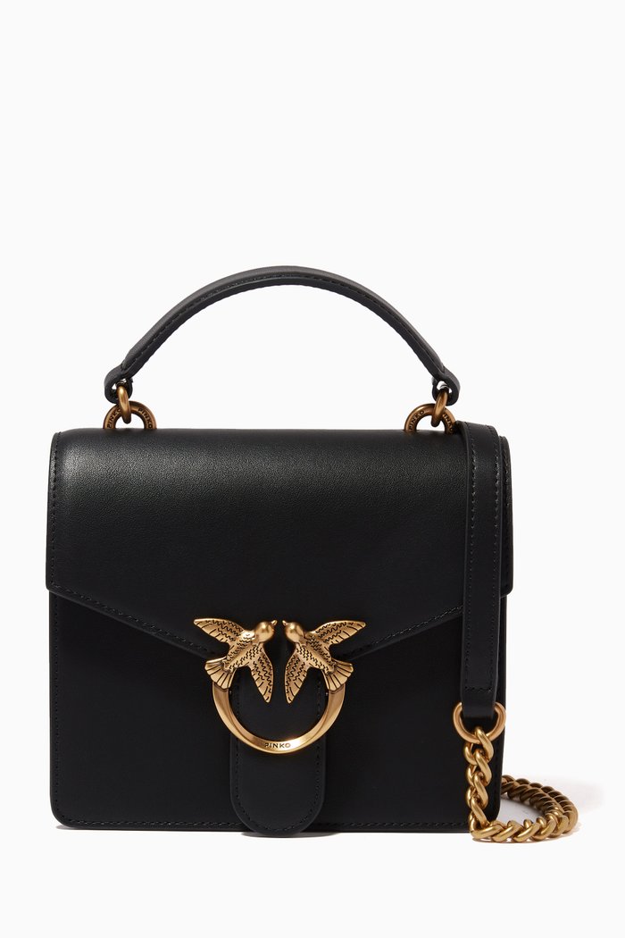 

Mini Love Top Handle Bag in Leather, Black