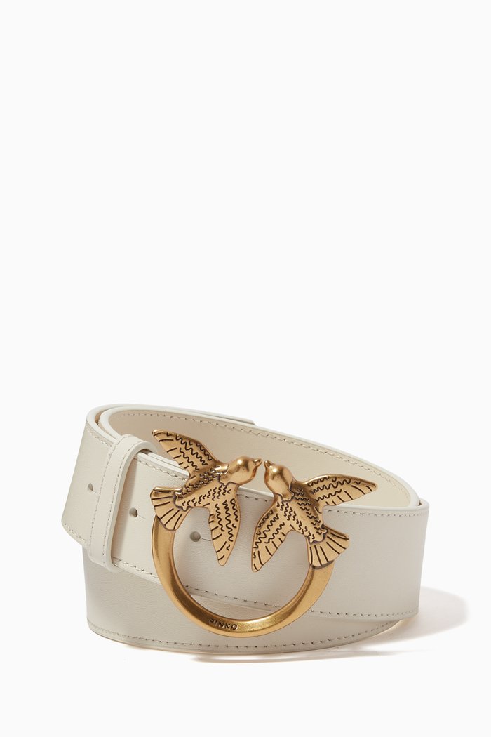 

Love Birds Belt in Leather, White