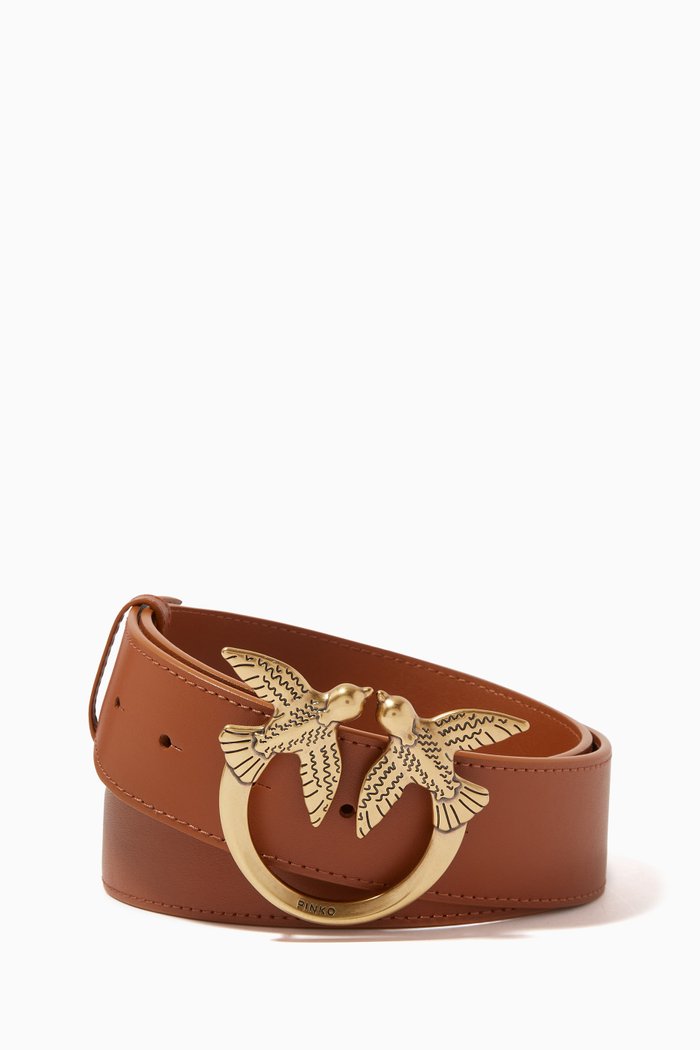 

Love Birds Belt in Leather, Brown