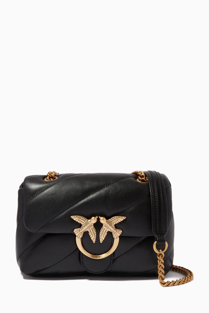 

Mini Love Puff Bag in Maxi Quilt Nappa, Black