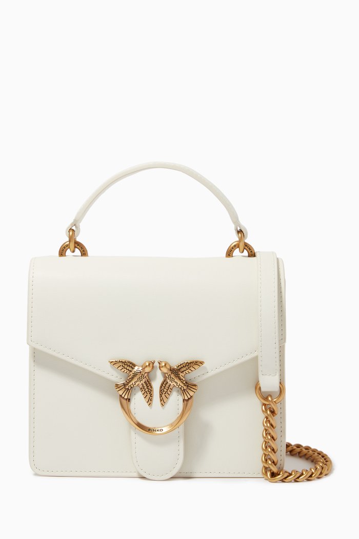 

Mini Love Top Handle Bag in Leather, White
