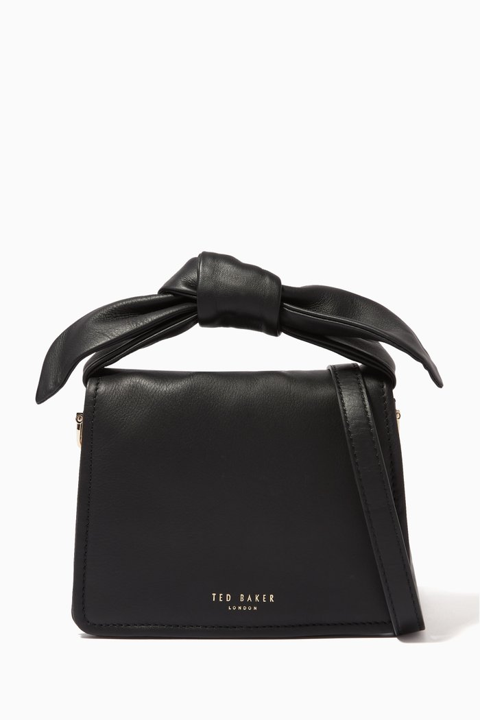 

Niyah Soft Knot Bow Mini Crossbody Bag in Bovine Leather, Black