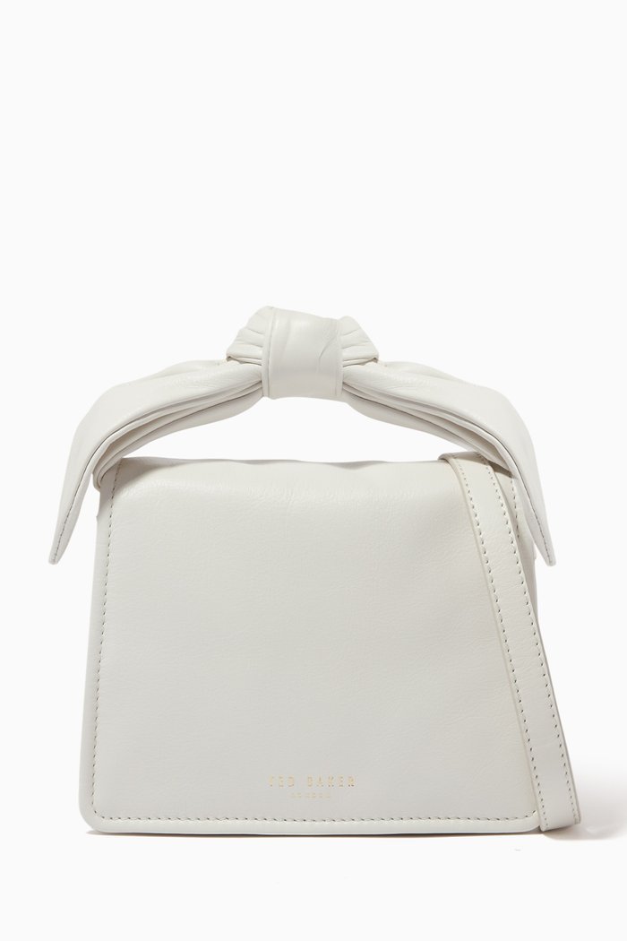 

Niyah Soft Knot Bow Mini Crossbody Bag in Bovine Leather, White