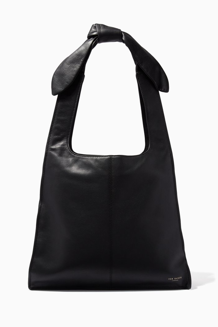 

Nyahla Bow Hobo Bag in Leather, Black