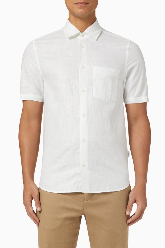 

Short Sleeve Shirt in Linen, White