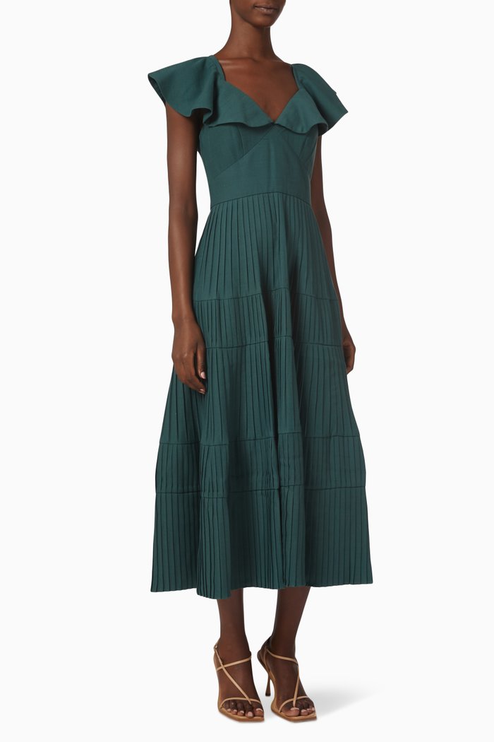 

Iveth Ruffle Midi Dress, Green