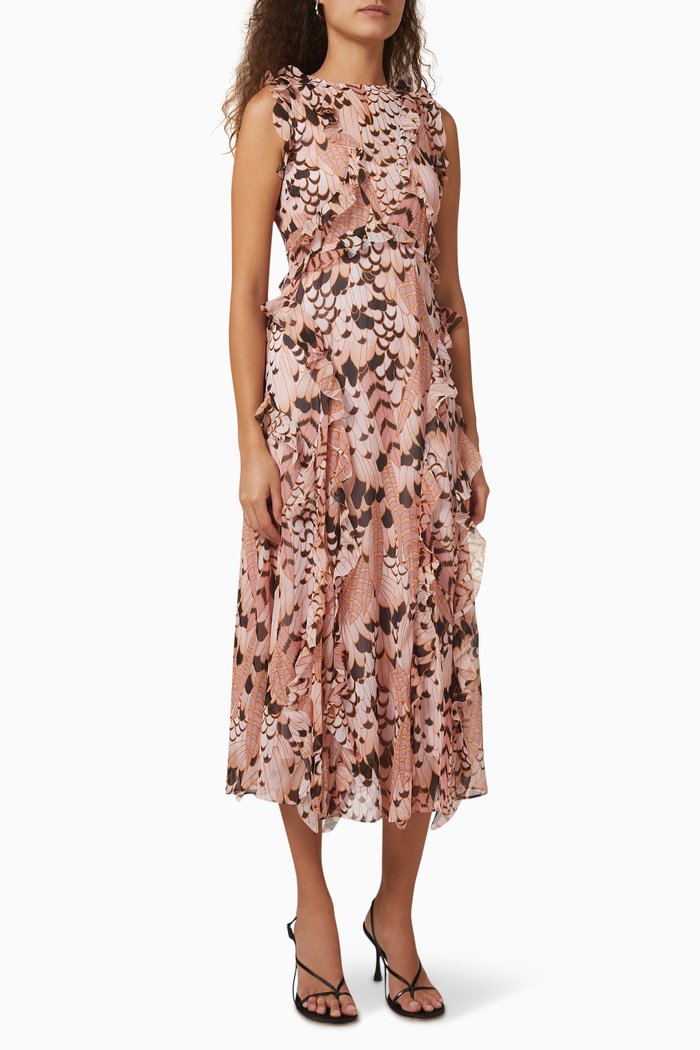 

Kayleih Printed Midi Dress, Orange