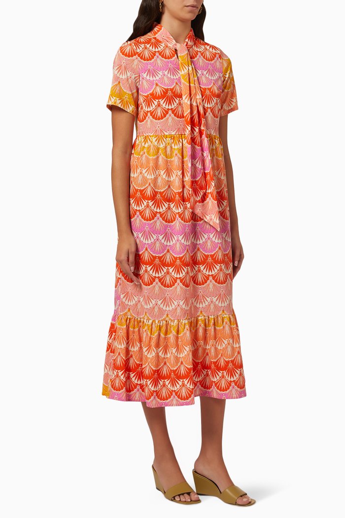 Scallop Patsy Midi Dress, Multicolour