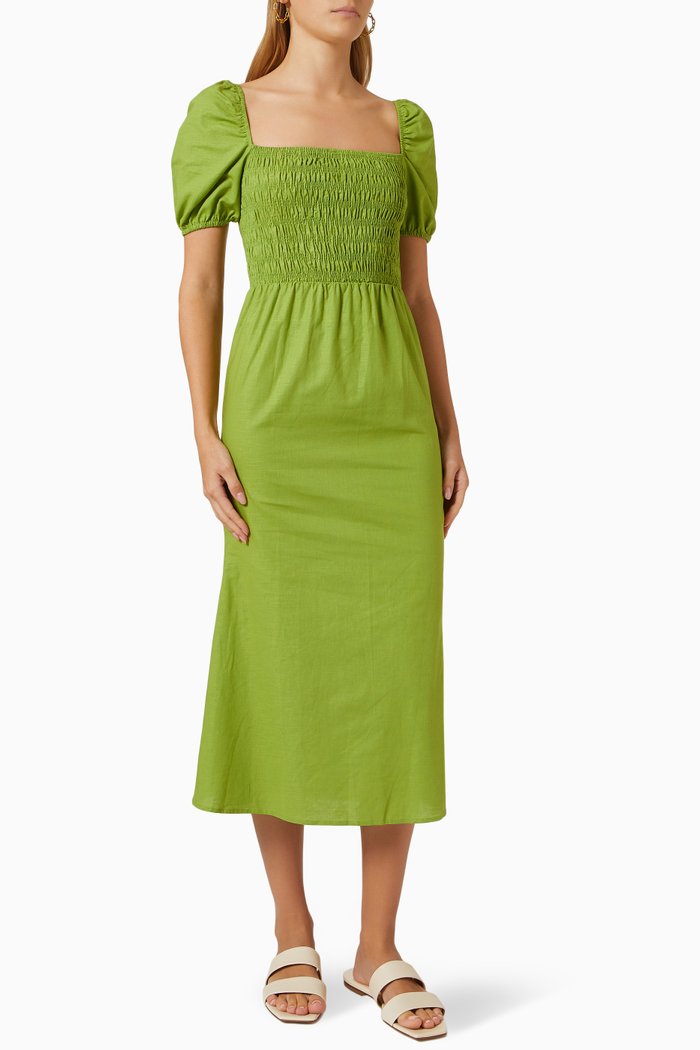 

Emma Dress in Cotton & Linen, Green