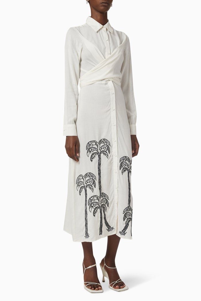 

Palm Shirt Dress in Viscose, White