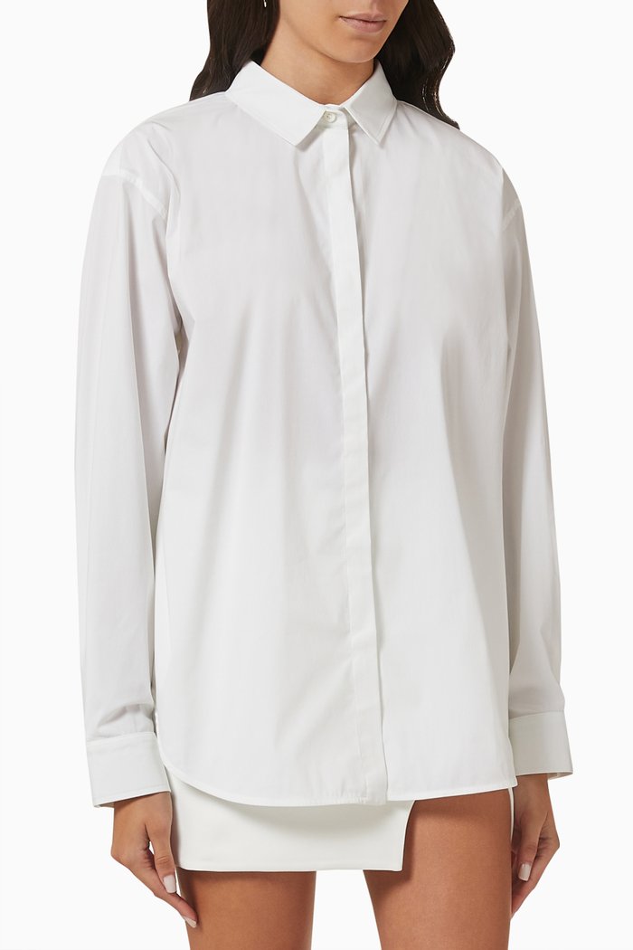 

Thea Shirt in Stretch Cotton-blend, White
