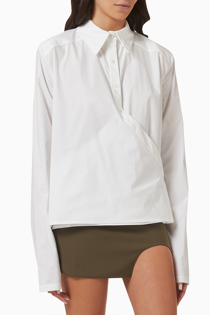 

Dani Wrap-front Top in Stretch Cotton-blend, White