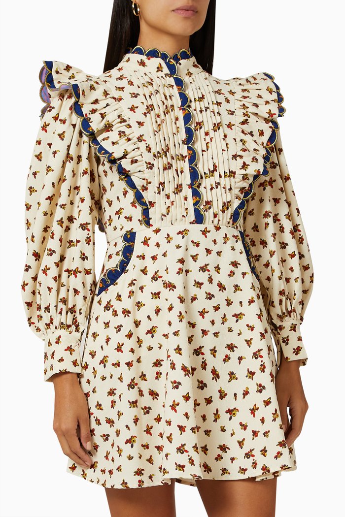 

Koussi Printed Mini Dress in Cotton, White