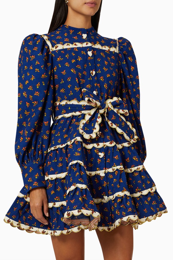 

Karisismi Printed Mini Dress in Courderoy, Blue