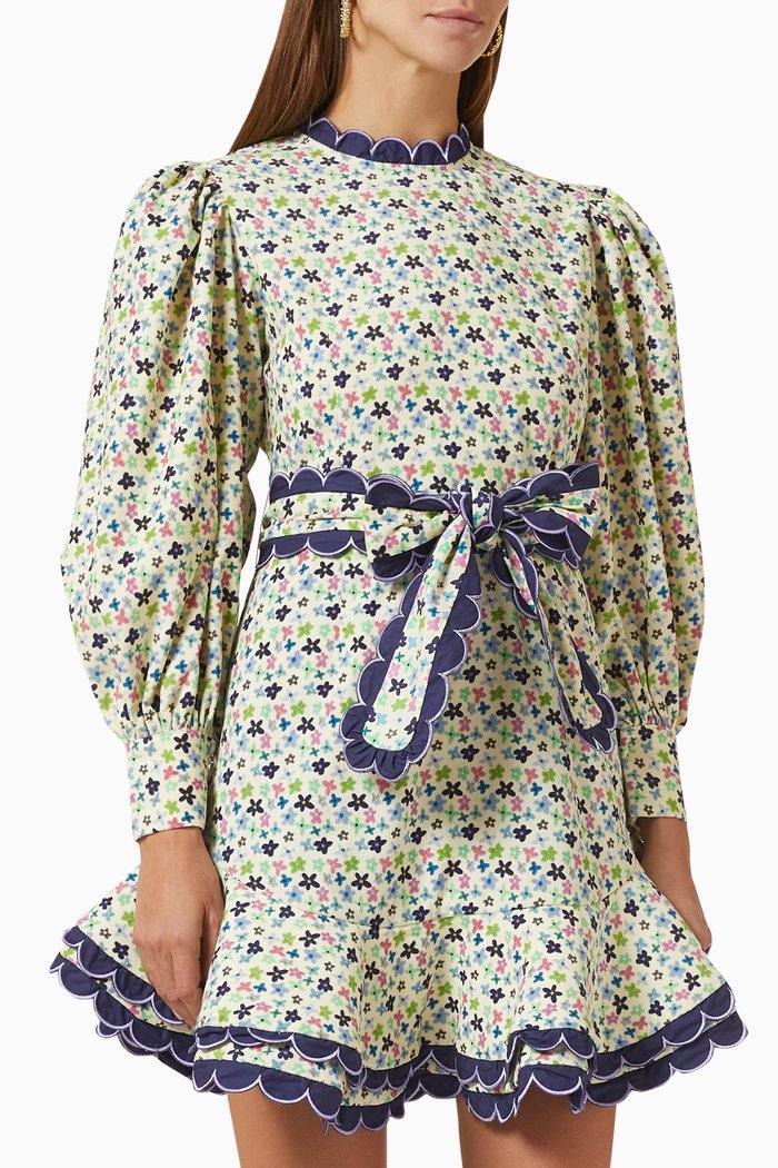 

Bamba Printed Mini Dress in Courderoy, White