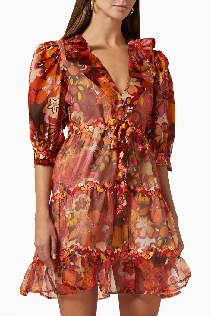

Sinai Printed Mini Dress, Orange