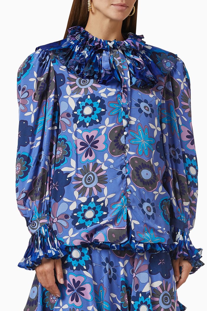 

Doda Printed Blouse in Viscose, Blue