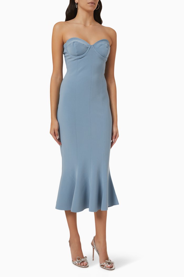 

Corset Strapless Dress in Poly-lycra, Blue