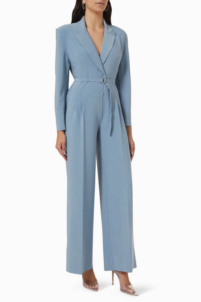 

Single-breasted Jumpsuit in Poly-lycra, Blue
