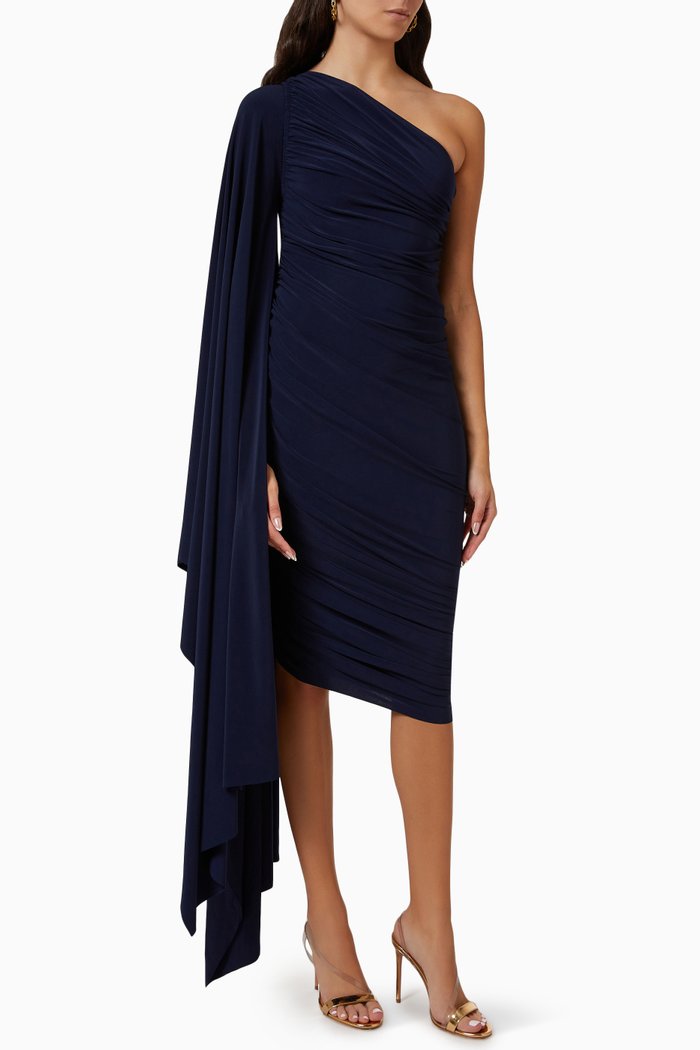 

Diana One-sleeve Midi Dress in Poly Lycra, Blue