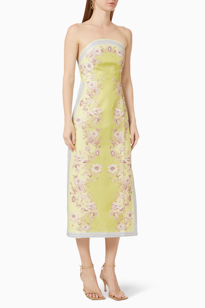 

Marlow Bodice Midi Dress in Linen-silk, Yellow