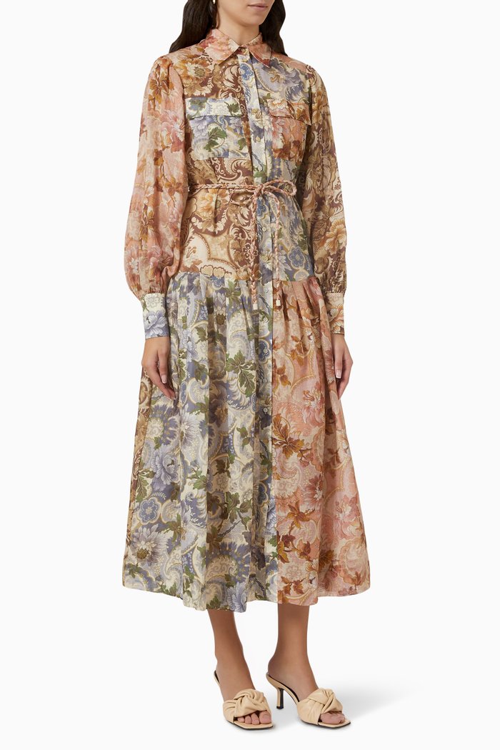 

Phillipa Midi Shirt Dress in Ramie, Multicolour