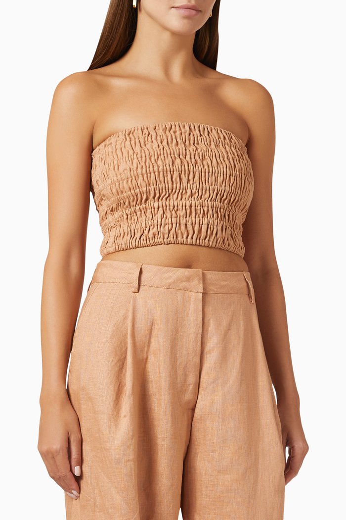 

Latia Top in Linen, Brown