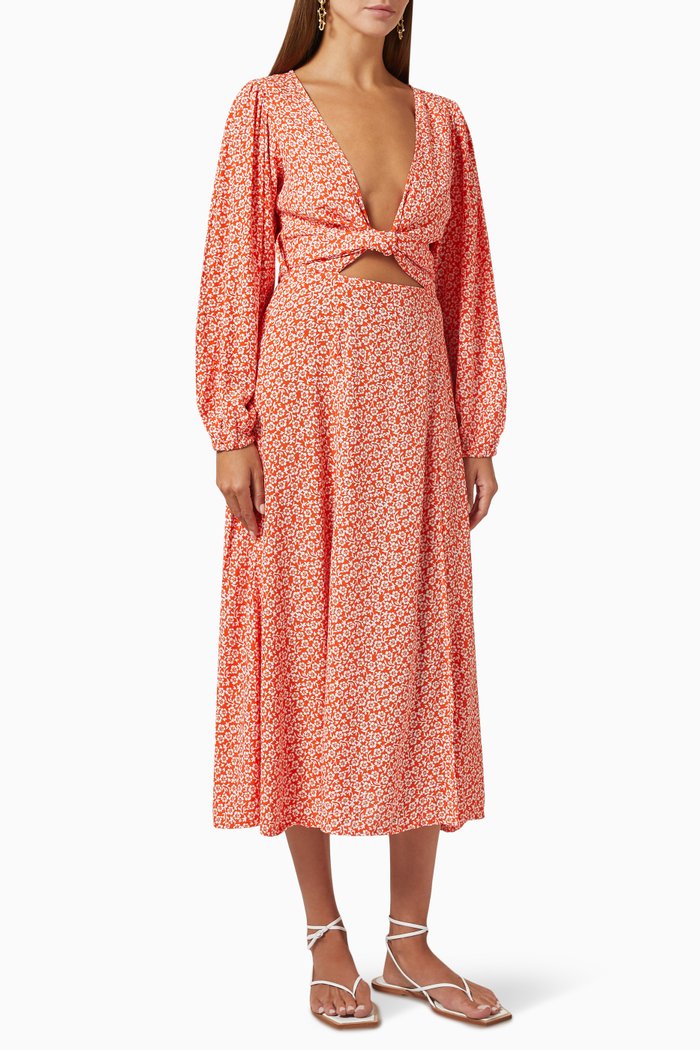 

Capella Midi Dress in Crepe, Orange