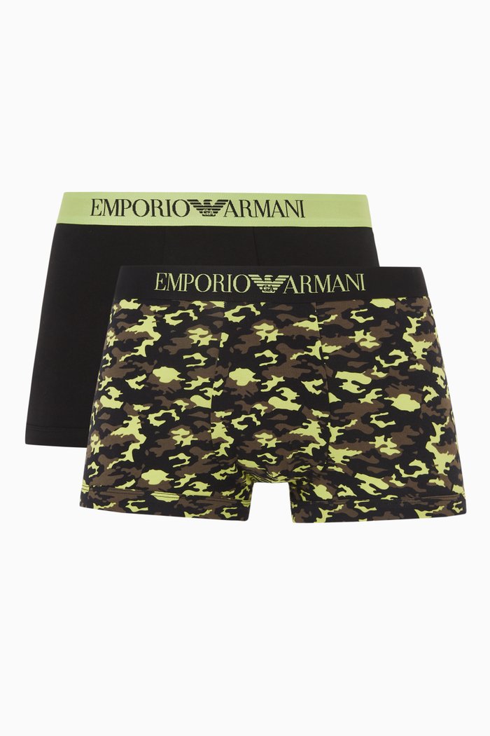 

Camo-print Logo Briefs in Stretch-cotton, Set of 2, Green